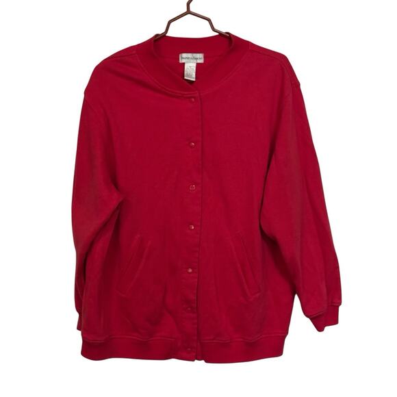 Drapers & Damons Shirt Womens XL 1X Long Sleeve Button Up Retro Pockets Red READ - Picture 1 of 8